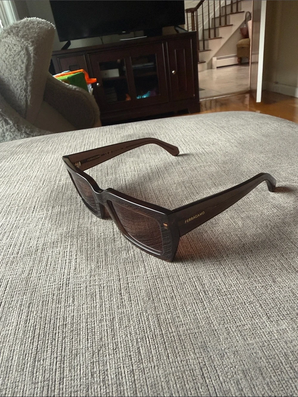 Salvatore Ferragamo Brown Rectangle Sunglasses